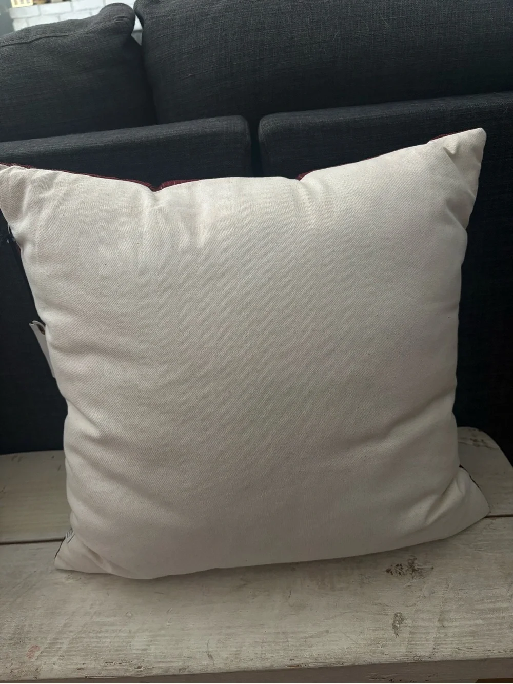 NWT Hearth & Hand Hearth Magnolia Corduroy Plaid Pillow 18x18 In Burgundy